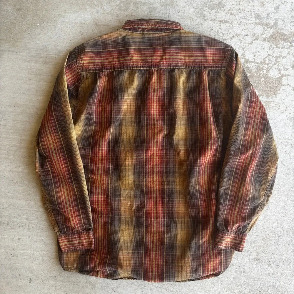 A5 The North Face Men's XXL Brown Plaid Long Sleeve Button-Up Shirt Pockets Fall